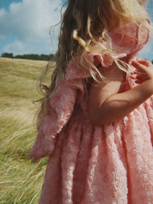 Dsiney Kidz - Konges Sløjd Pink Ally Textured Floral Occasion Dress With Oversized Bow image 1