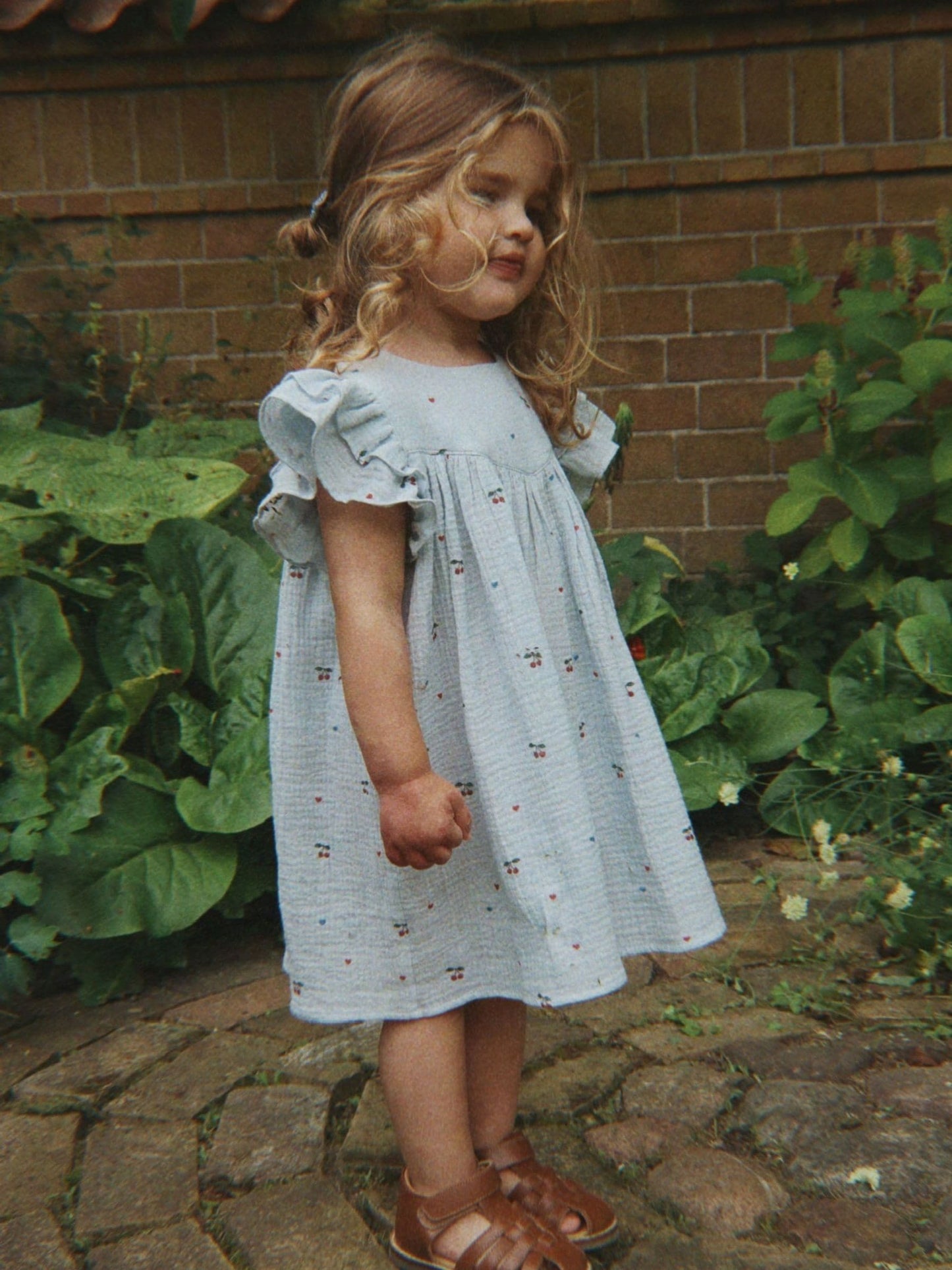 Konges Sløjd Blue Coco Ditsy Floral Print Ruffle Sleeve Dress image 1