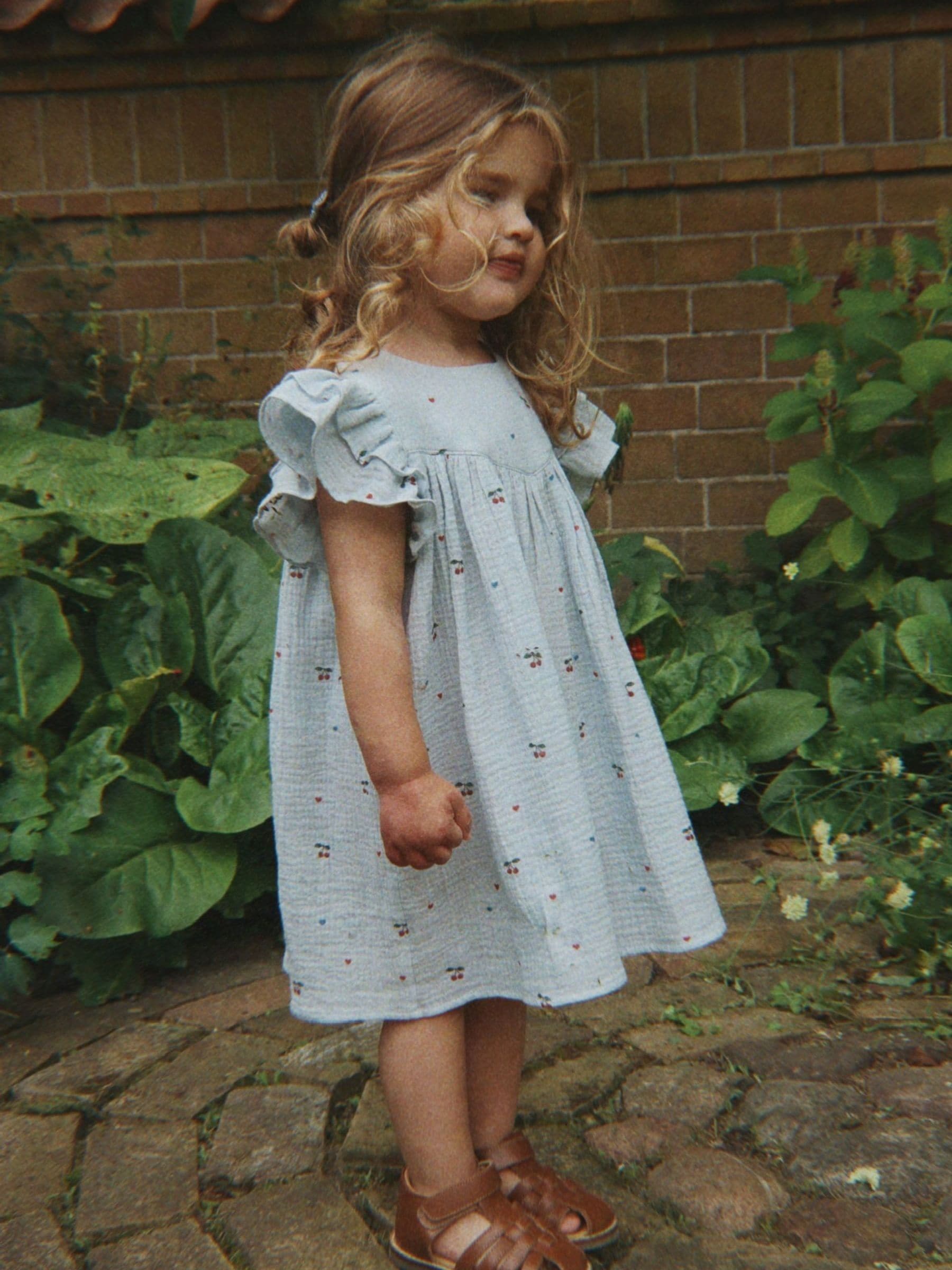 Konges Sløjd Blue Coco Ditsy Floral Print Ruffle Sleeve Dress image 1