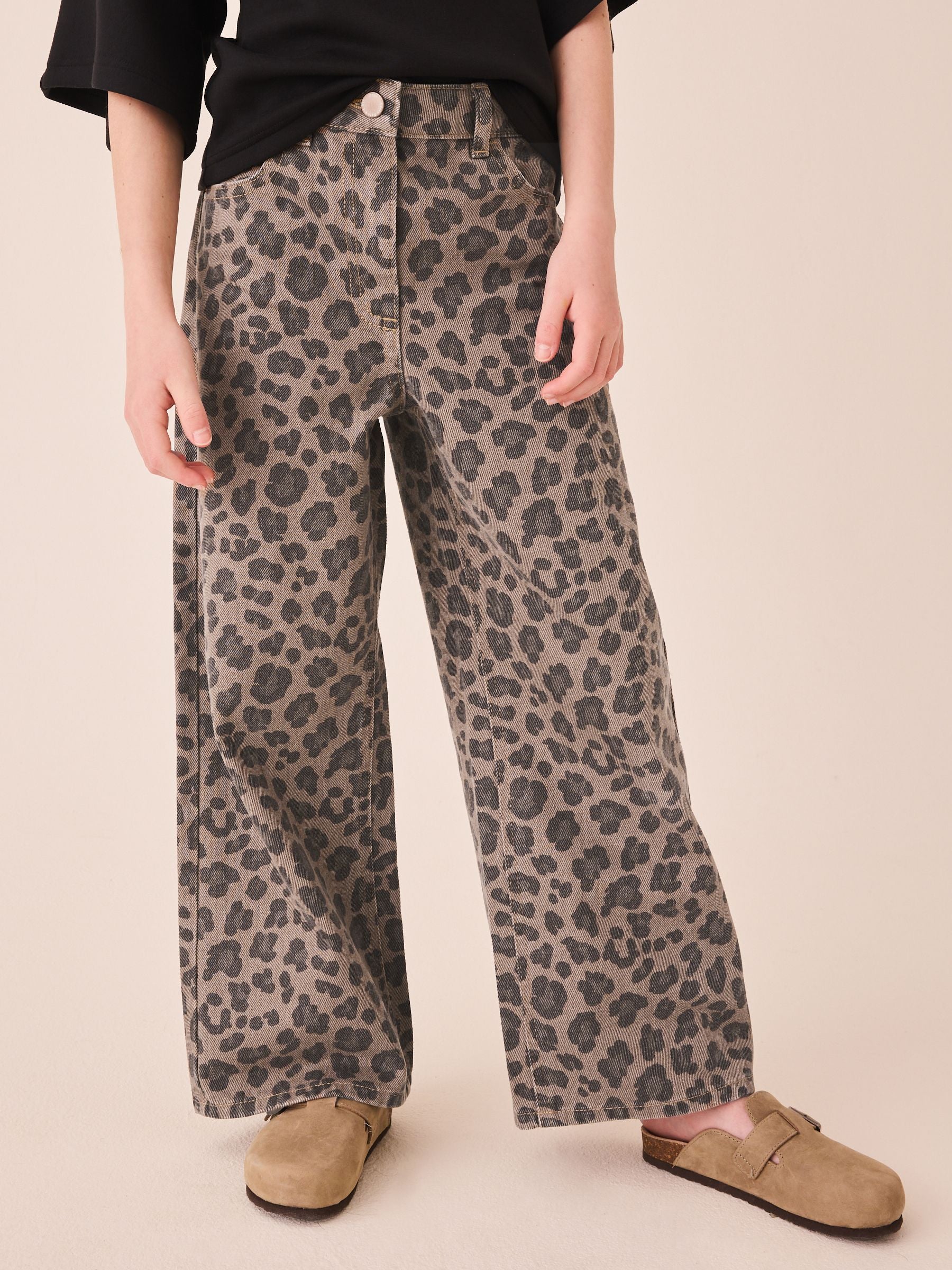 Dsiney Kidz - Grey Animal Print Wide Leg Jeans (3-16yrs) image 1