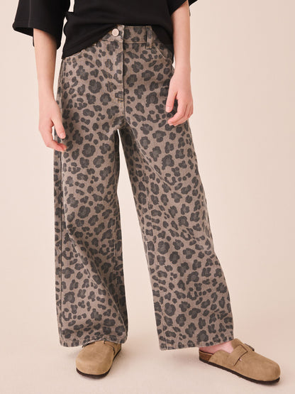 Dsiney Kidz - Grey Animal Print Wide Leg Jeans (3-16yrs) image 1