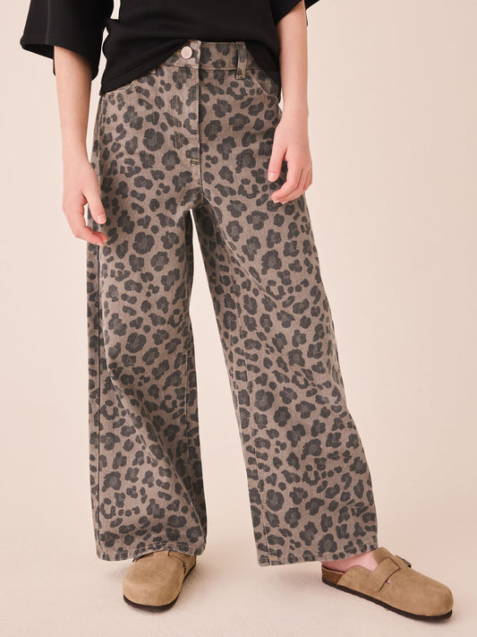 Dsiney Kidz - Grey Animal Print Wide Leg Jeans (3-16yrs) image 1