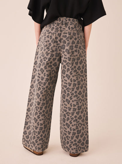 Dsiney Kidz - Grey Animal Print Wide Leg Jeans (3-16yrs) image 3