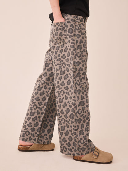 Dsiney Kidz - Grey Animal Print Wide Leg Jeans (3-16yrs) image 4