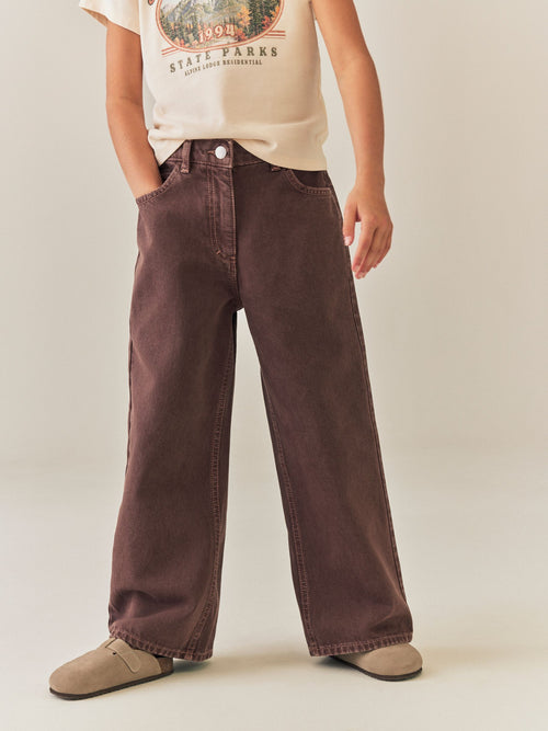 Dsiney Kidz - Chocolate Brown Wide Leg Jeans (3-16yrs) image 1
