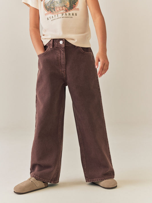 Dsiney Kidz - Chocolate Brown Wide Leg Jeans (3-16yrs) image 1
