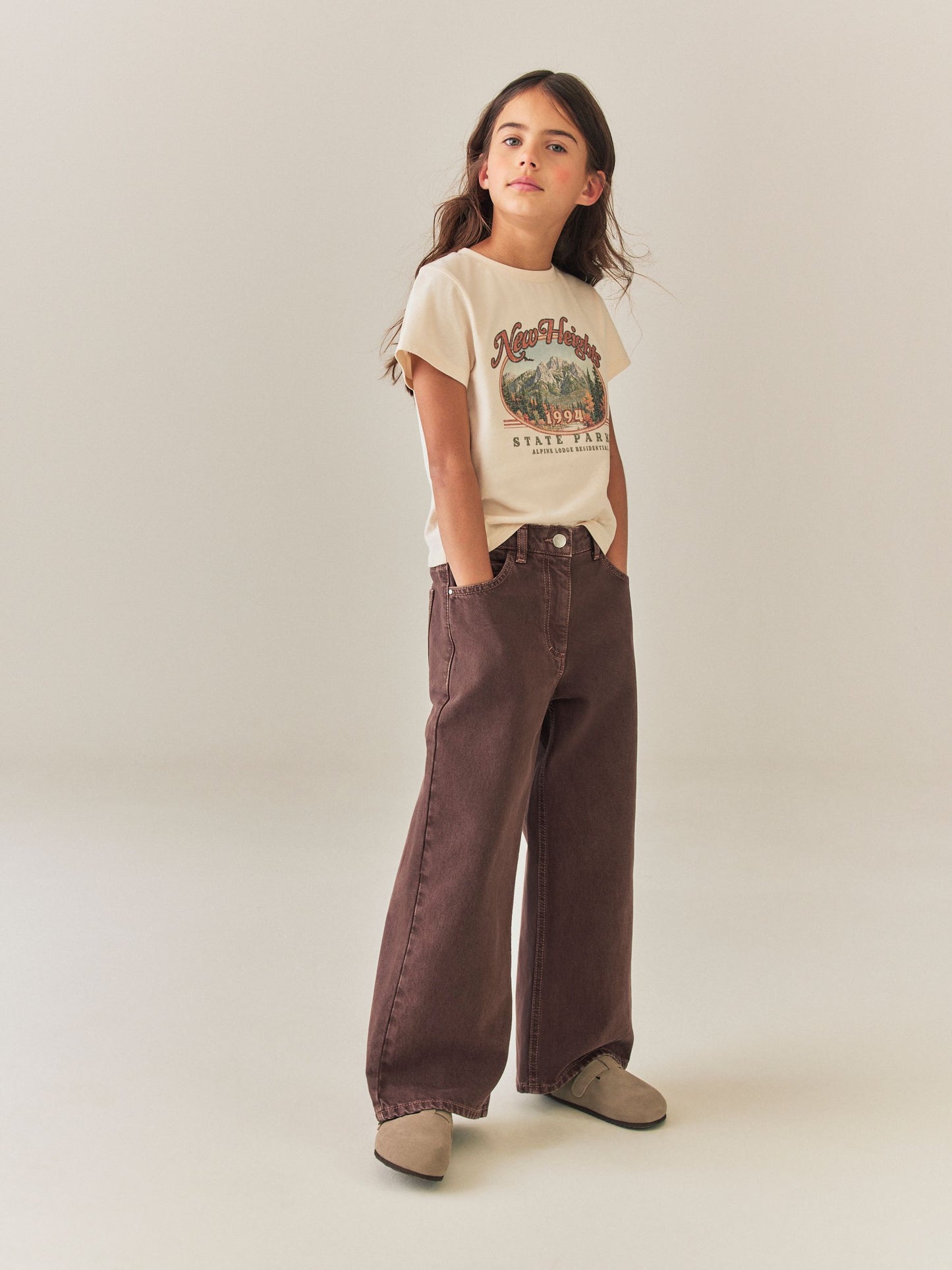 Dsiney Kidz - Chocolate Brown Wide Leg Jeans (3-16yrs) image 2