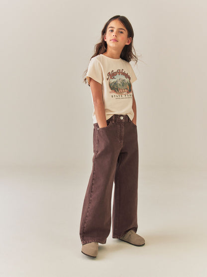 Dsiney Kidz - Chocolate Brown Wide Leg Jeans (3-16yrs) image 2