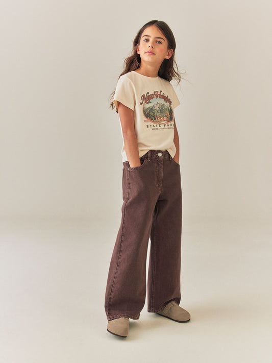Dsiney Kidz - Chocolate Brown Wide Leg Jeans (3-16yrs) image 2