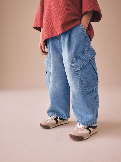 Dsiney Kidz - Mid Blue Denim Cargo Barrel Jeans (3-16yrs) image 1