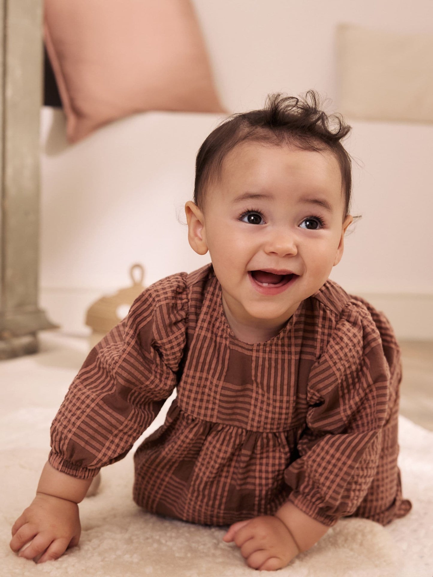 Dsiney Kidz - Brown/Pink Check Baby Woven Top and Trousers 2 Piece Set (0mths-2yrs) image 3