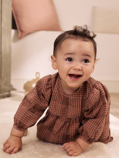 Dsiney Kidz - Brown/Pink Check Baby Woven Top and Trousers 2 Piece Set (0mths-2yrs) image 3
