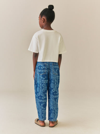 Dsiney Kidz - Blue Denim Lazer Printed Barrel Jeans (3-16yrs) image 3