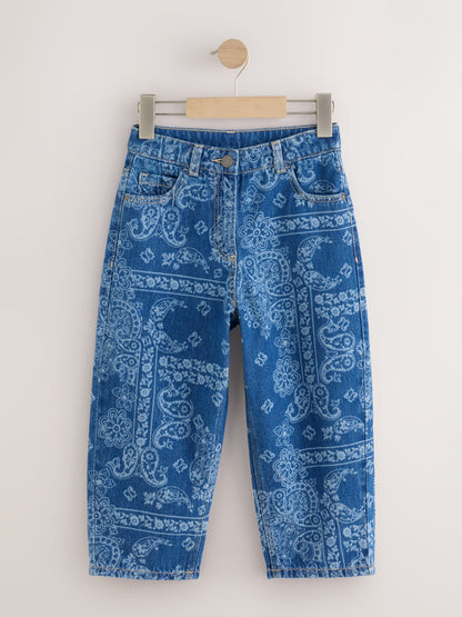 Dsiney Kidz - Blue Denim Lazer Printed Barrel Jeans (3-16yrs) image 5