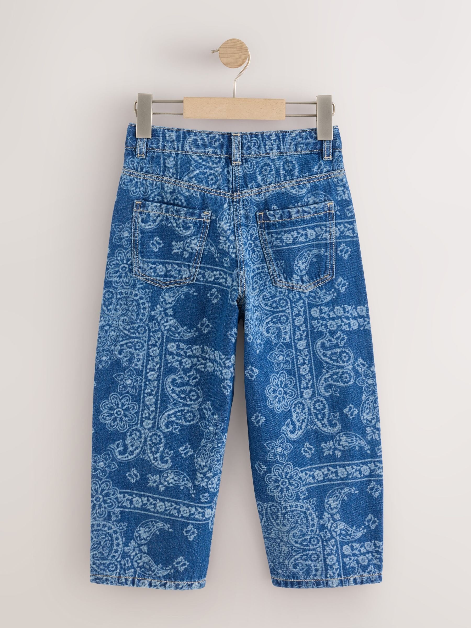 Dsiney Kidz - Blue Denim Lazer Printed Barrel Jeans (3-16yrs) image 6