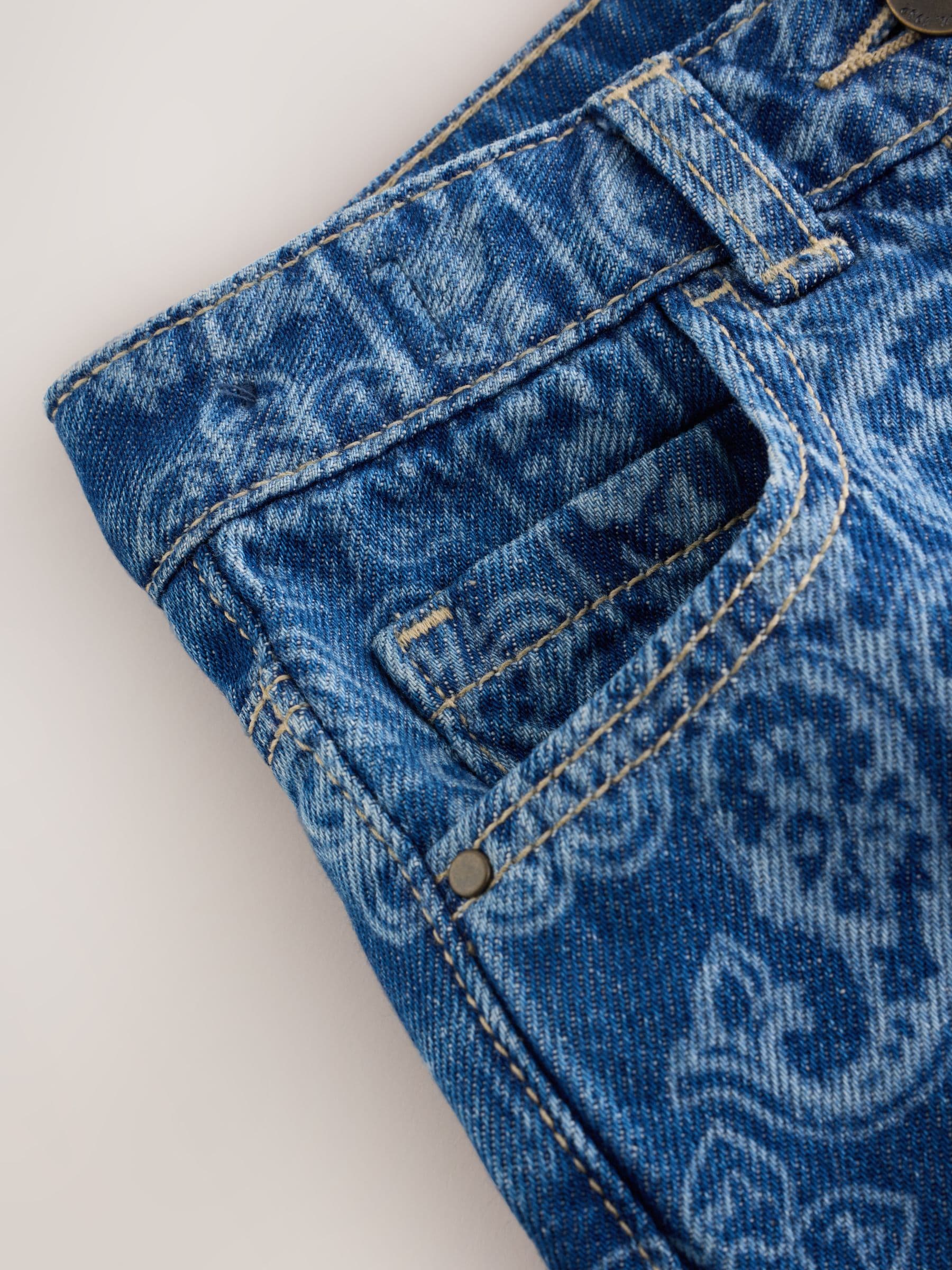 Dsiney Kidz - Blue Denim Lazer Printed Barrel Jeans (3-16yrs) image 8