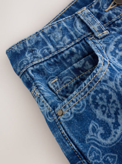 Dsiney Kidz - Blue Denim Lazer Printed Barrel Jeans (3-16yrs) image 8