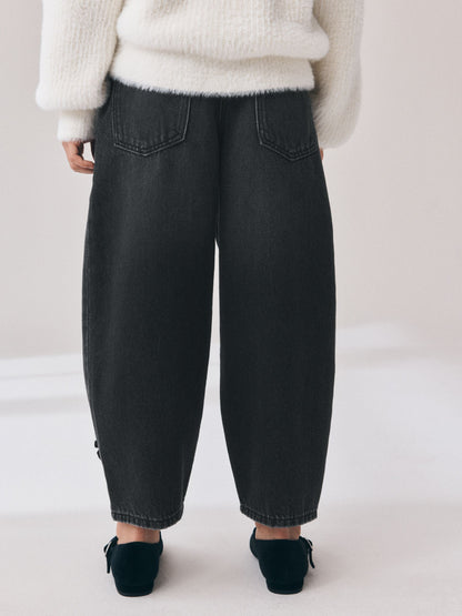 Dsiney Kidz - Charcoal Velvet Bow Barrel Jeans (3-16yrs) image 4