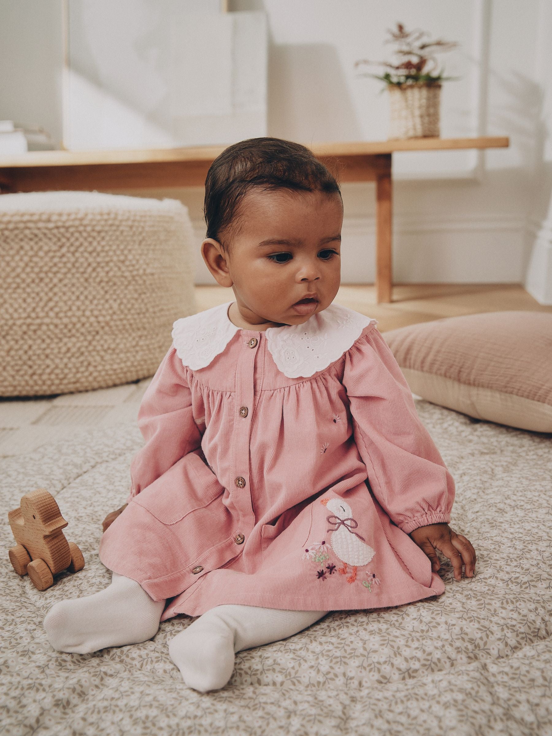 Dsiney Kidz - Pink Bunny Embroidered Cord Dress and Tight Baby 2 Piece Set (0mths-2yrs) image 1