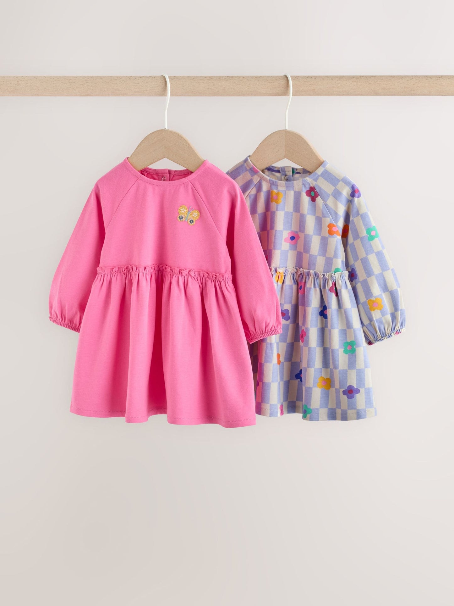 Bright Pink Baby Jersey Dresses 2 Pack (0mths-2yrs) image 1