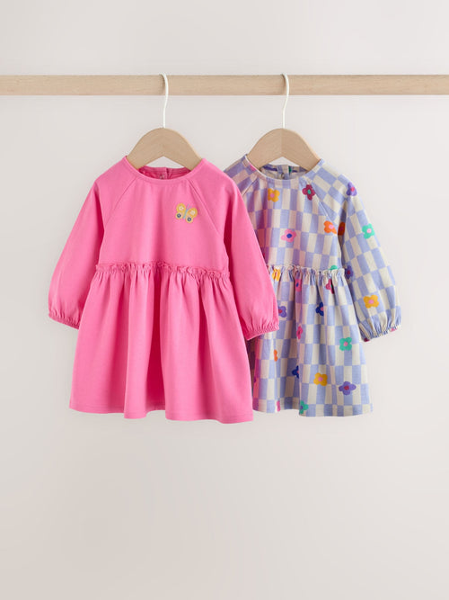 Dsiney Kidz - Bright Pink Baby Jersey Dresses 2 Pack (0mths-2yrs) image 1