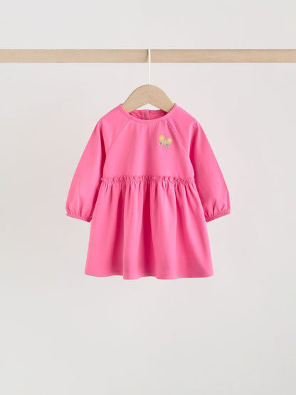 Bright Pink Baby Jersey Dresses 2 Pack (0mths-2yrs) image 3
