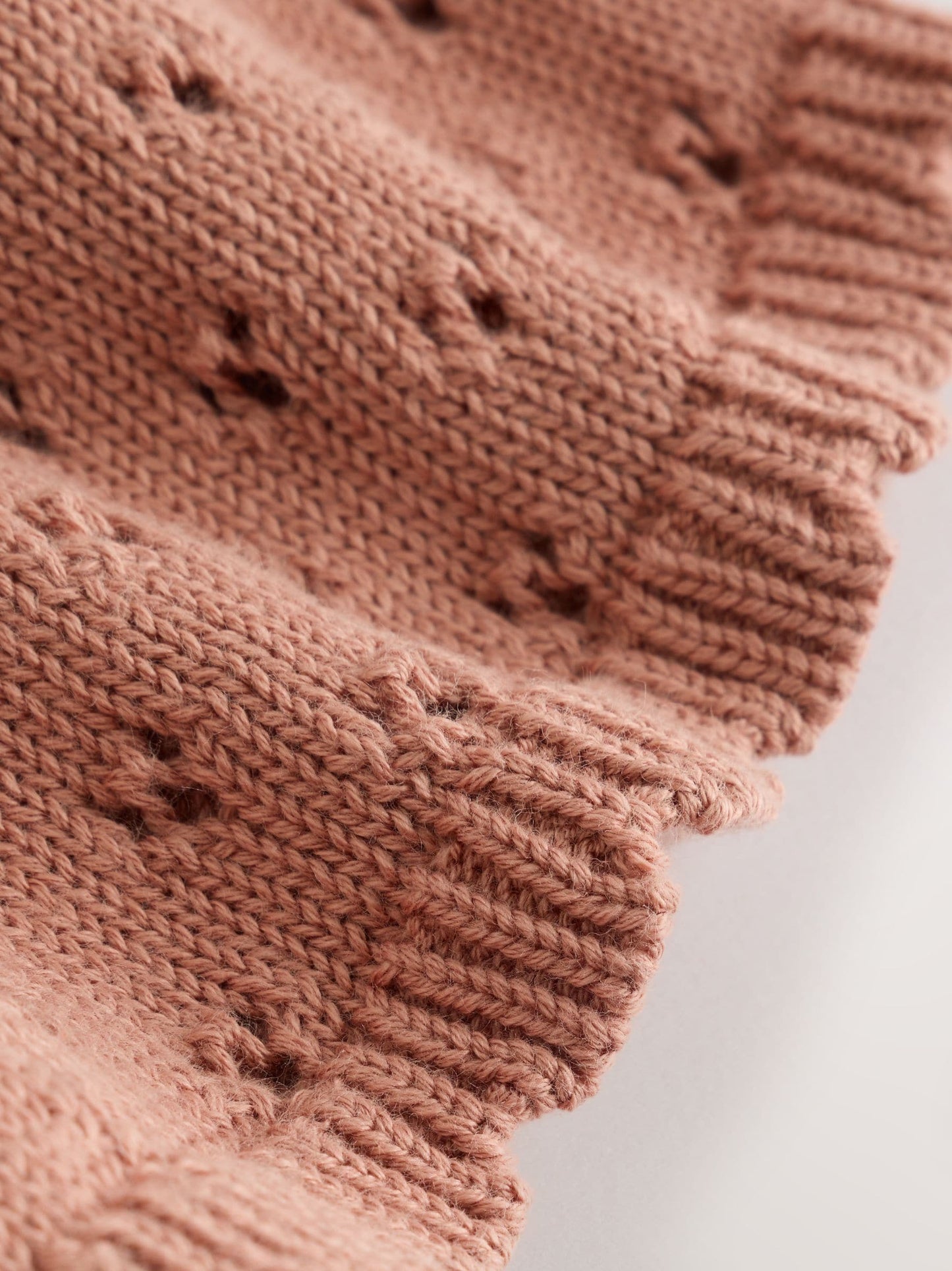 Dsiney Kidz - Rust Brown Pointelle Knitted Frill Shoulder Baby Dress (0mths-2yrs) image 5