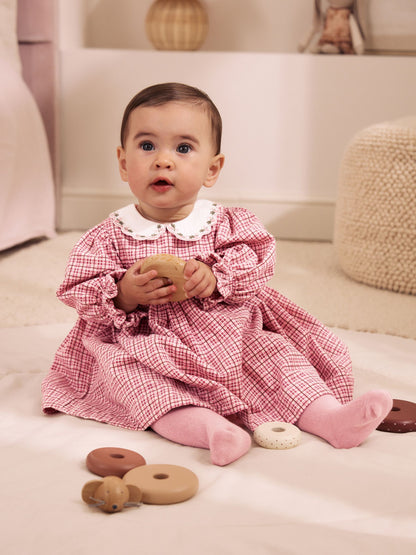 Dsiney Kidz - Pink Check Baby Smock Dress And Tights Set 2 Piece (0mths-2yrs) image 1