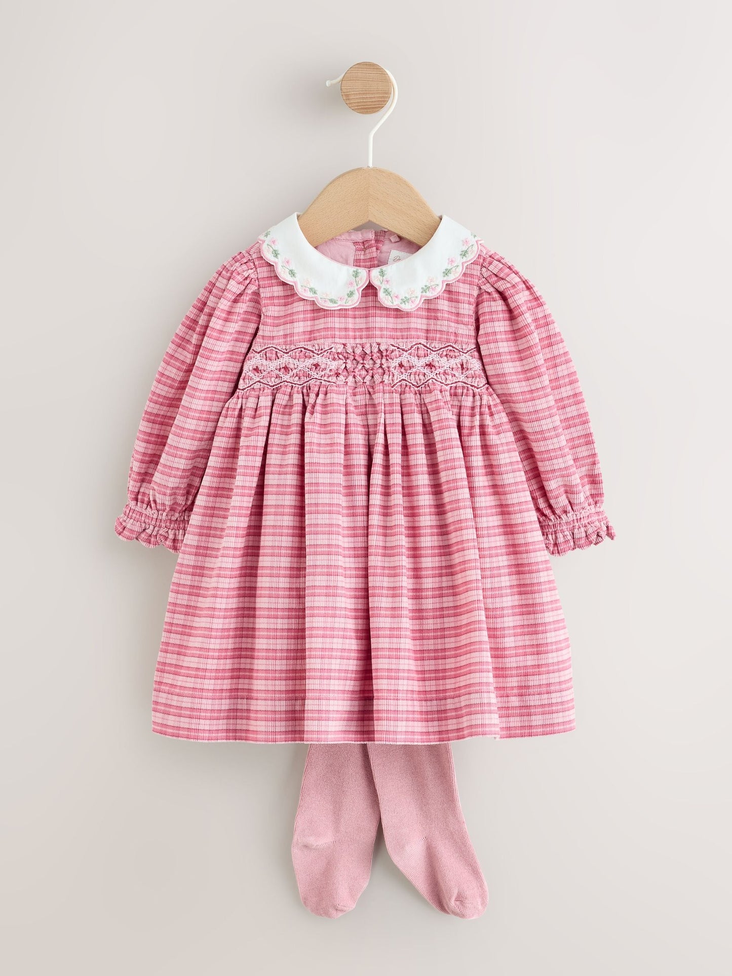 Dsiney Kidz - Pink Check Baby Smock Dress And Tights Set 2 Piece (0mths-2yrs) image 3