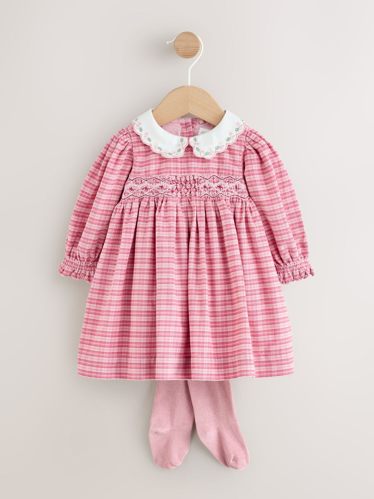 Dsiney Kidz - Pink Check Baby Smock Dress And Tights Set 2 Piece (0mths-2yrs) image 3