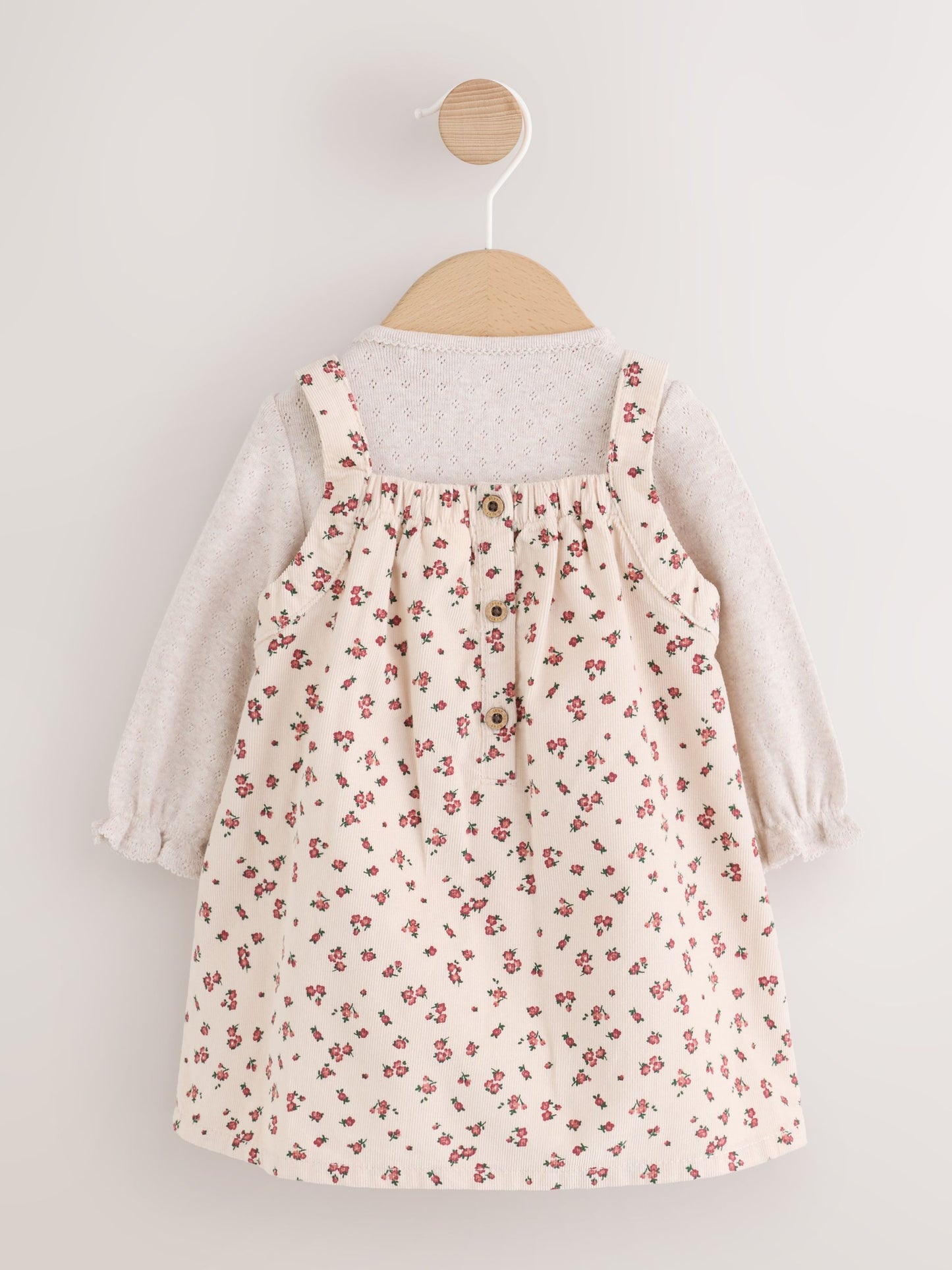 Dsiney Kidz - Ecru Floral Cord Baby Pinafore Long Sleeve Bodysuit And Tights 3 Piece Set (0mths-2yrs) image 6