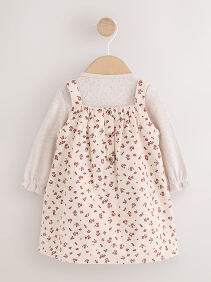Dsiney Kidz - Ecru Floral Cord Baby Pinafore Long Sleeve Bodysuit And Tights 3 Piece Set (0mths-2yrs) image 6