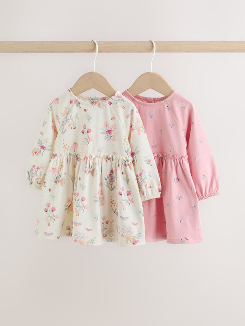 Dsiney Kidz - Pink Floral Baby Jersey Dresses 2 Pack (0mths-2yrs) image 1
