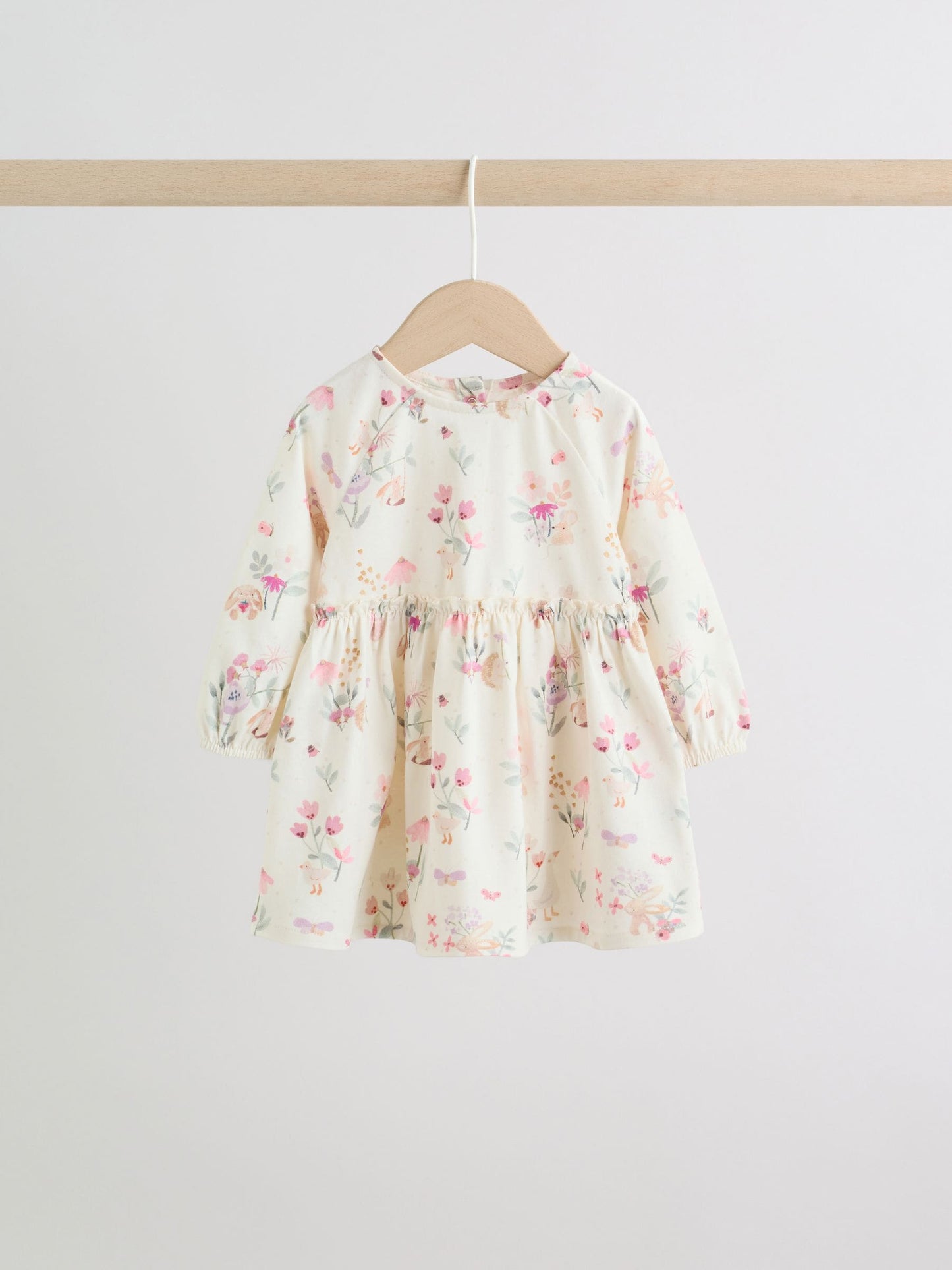 Pink Floral Baby Jersey Dresses 2 Pack (0mths-2yrs) image 3