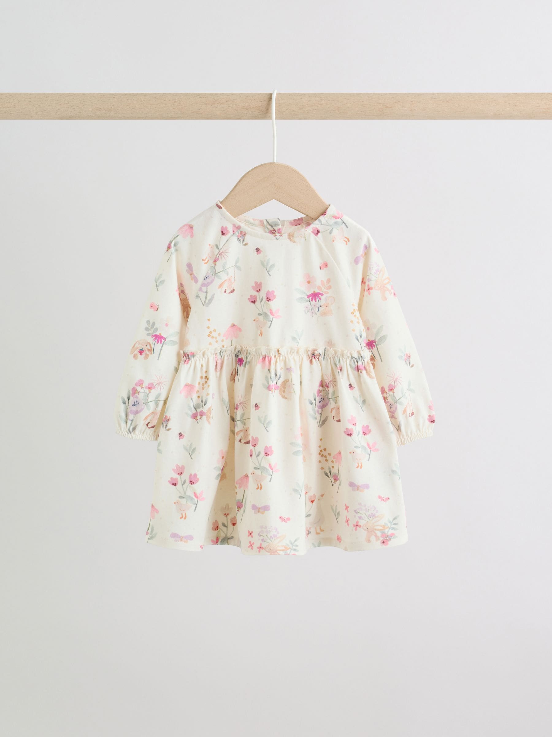 Pink Floral Baby Jersey Dresses 2 Pack (0mths-2yrs) image 3