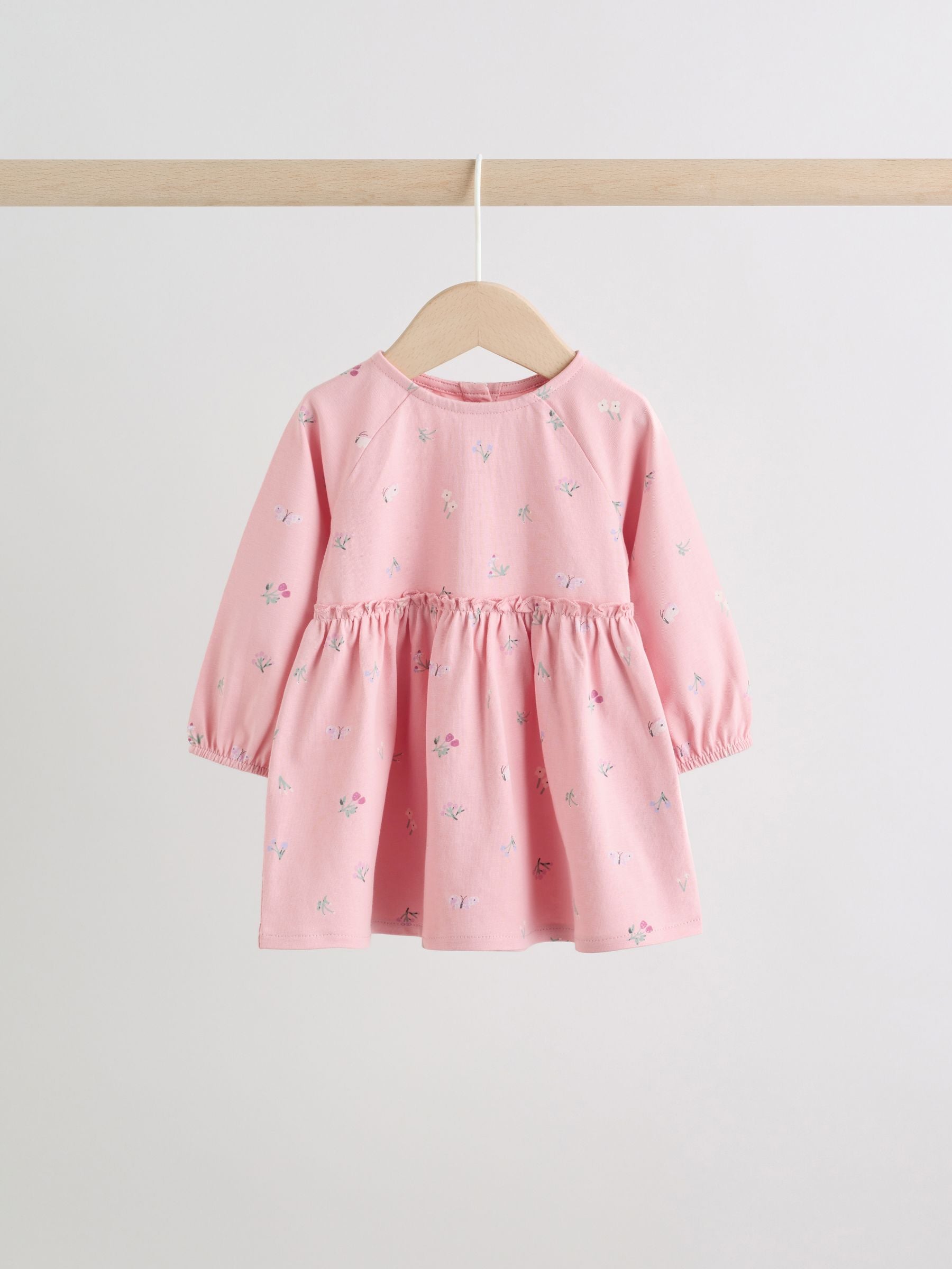Pink Floral Baby Jersey Dresses 2 Pack (0mths-2yrs) image 4