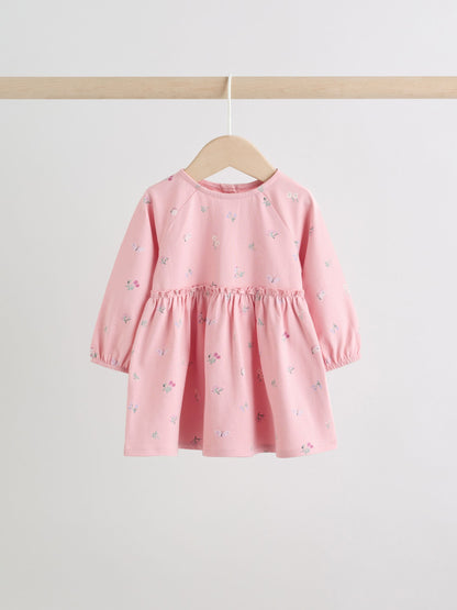 Pink Floral Baby Jersey Dresses 2 Pack (0mths-2yrs) image 4