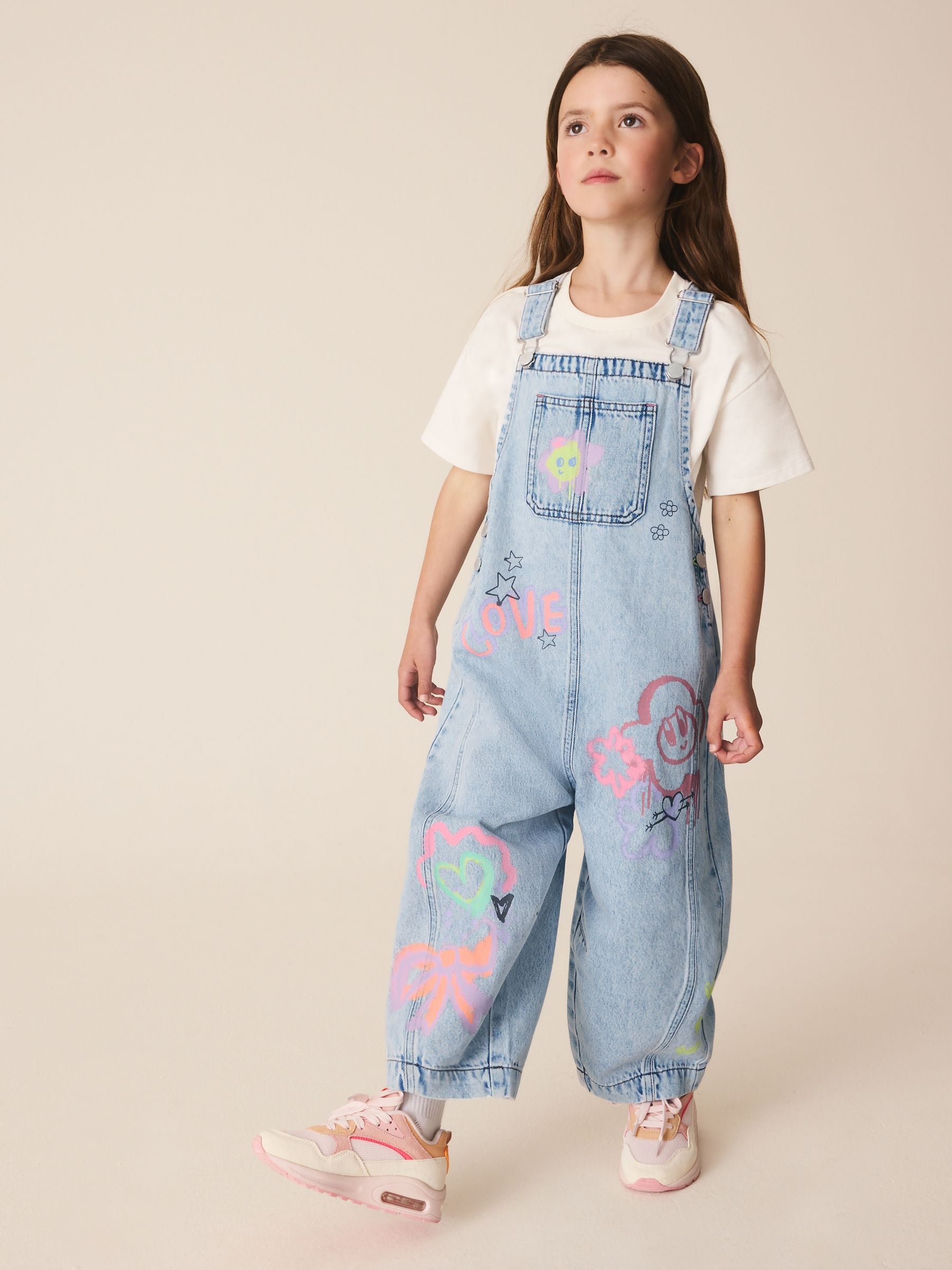 Dsiney Kidz - Graffiti Printed Denim Dungarees (3-16yrs) image 2
