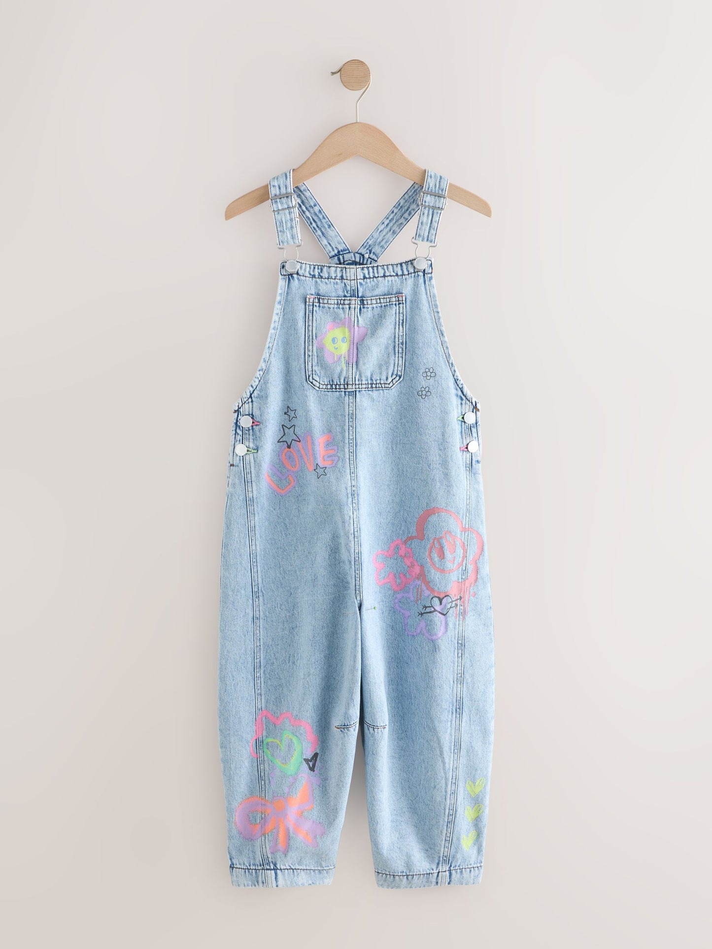 Dsiney Kidz - Graffiti Printed Denim Dungarees (3-16yrs) image 5