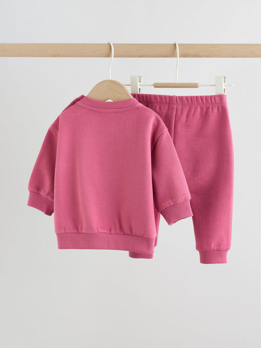 Plum Slogan Sweat Top and Joggers Baby Set (0mths-2yrs) image 2