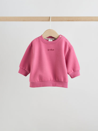 Plum Slogan Sweat Top and Joggers Baby Set (0mths-2yrs) image 3
