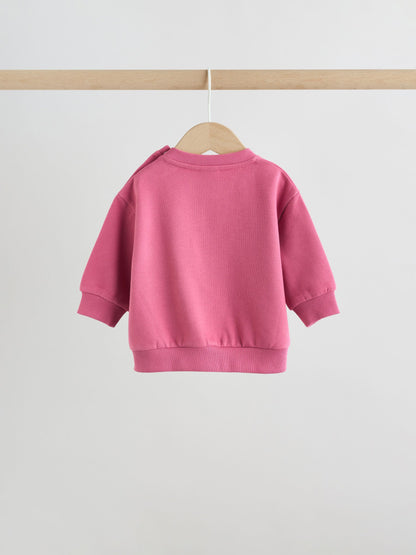 Plum Slogan Sweat Top and Joggers Baby Set (0mths-2yrs) image 5