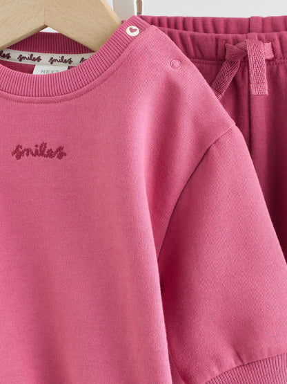Plum Slogan Sweat Top and Joggers Baby Set (0mths-2yrs) image 7