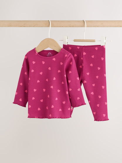 Heart Printed Rib Top and Leggings Baby Set 2 Piece (0mths-2yrs) image 1