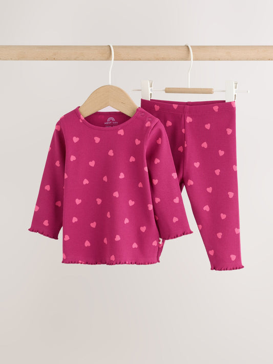 Dsiney Kidz - Heart Printed Rib Top and Leggings Baby Set 2 Piece (0mths-2yrs) image 1