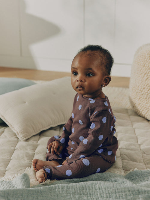Dsiney Kidz - Chocolate Brown Spot Printed Rib Top and Leggings Baby Set 2 Piece (0mths-2yrs) image 1