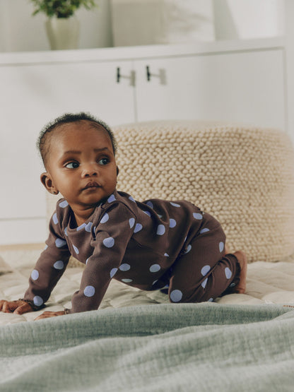 Chocolate Brown Spot Printed Rib Top and Leggings Baby Set 2 Piece (0mths-2yrs) image 2