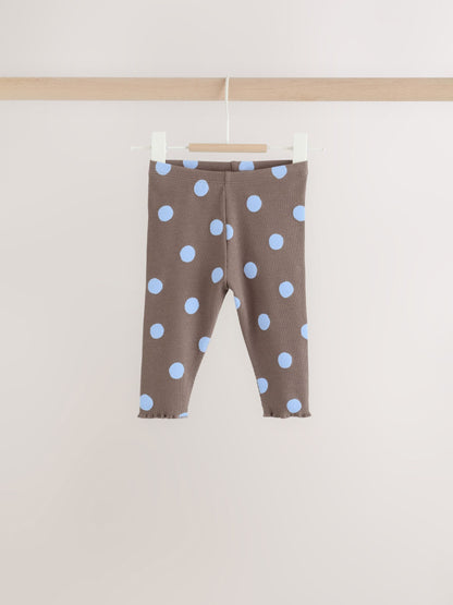 Chocolate Brown Spot Printed Rib Top and Leggings Baby Set 2 Piece (0mths-2yrs) image 5