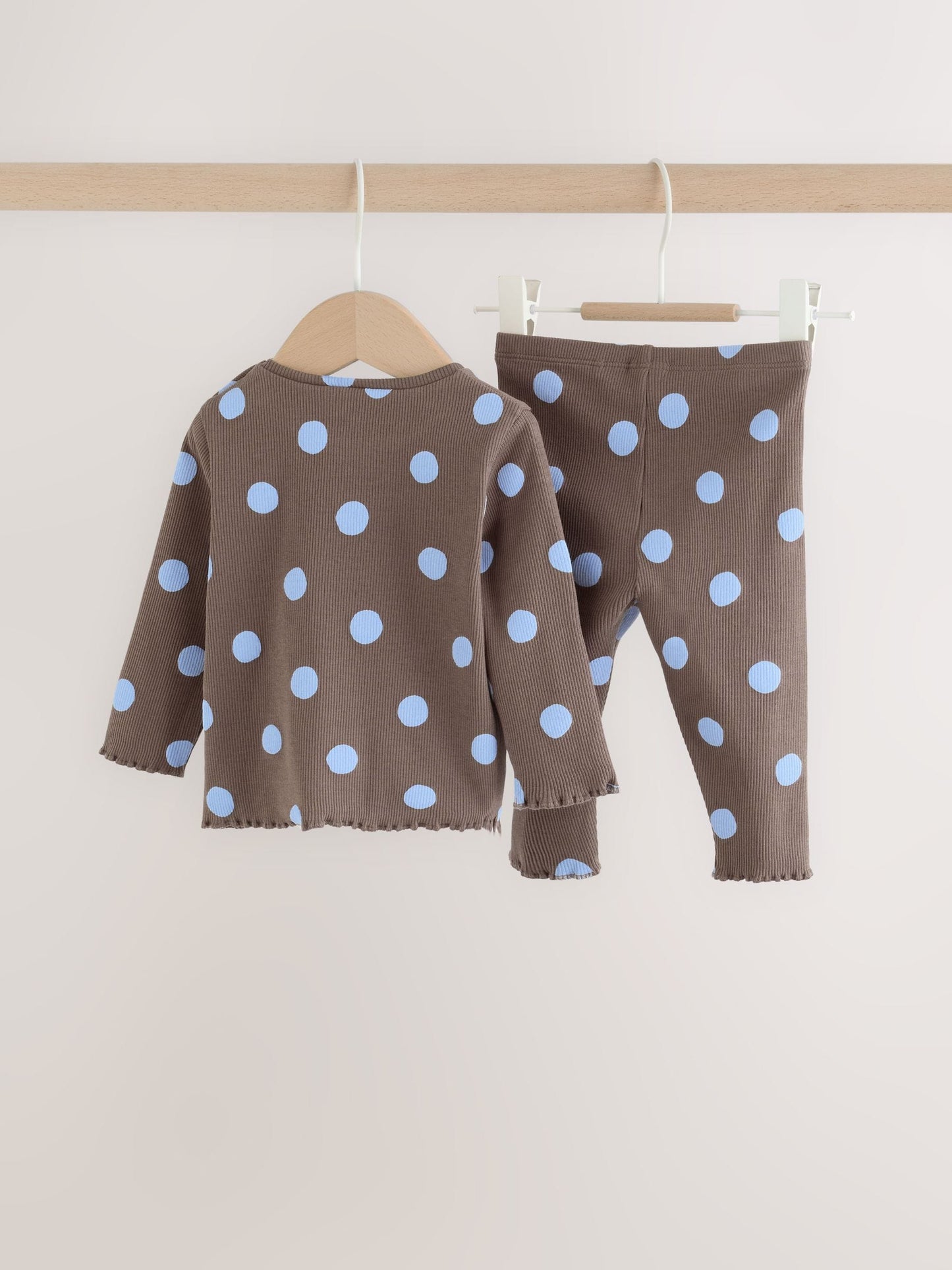 Chocolate Brown Spot Printed Rib Top and Leggings Baby Set 2 Piece (0mths-2yrs) image 6