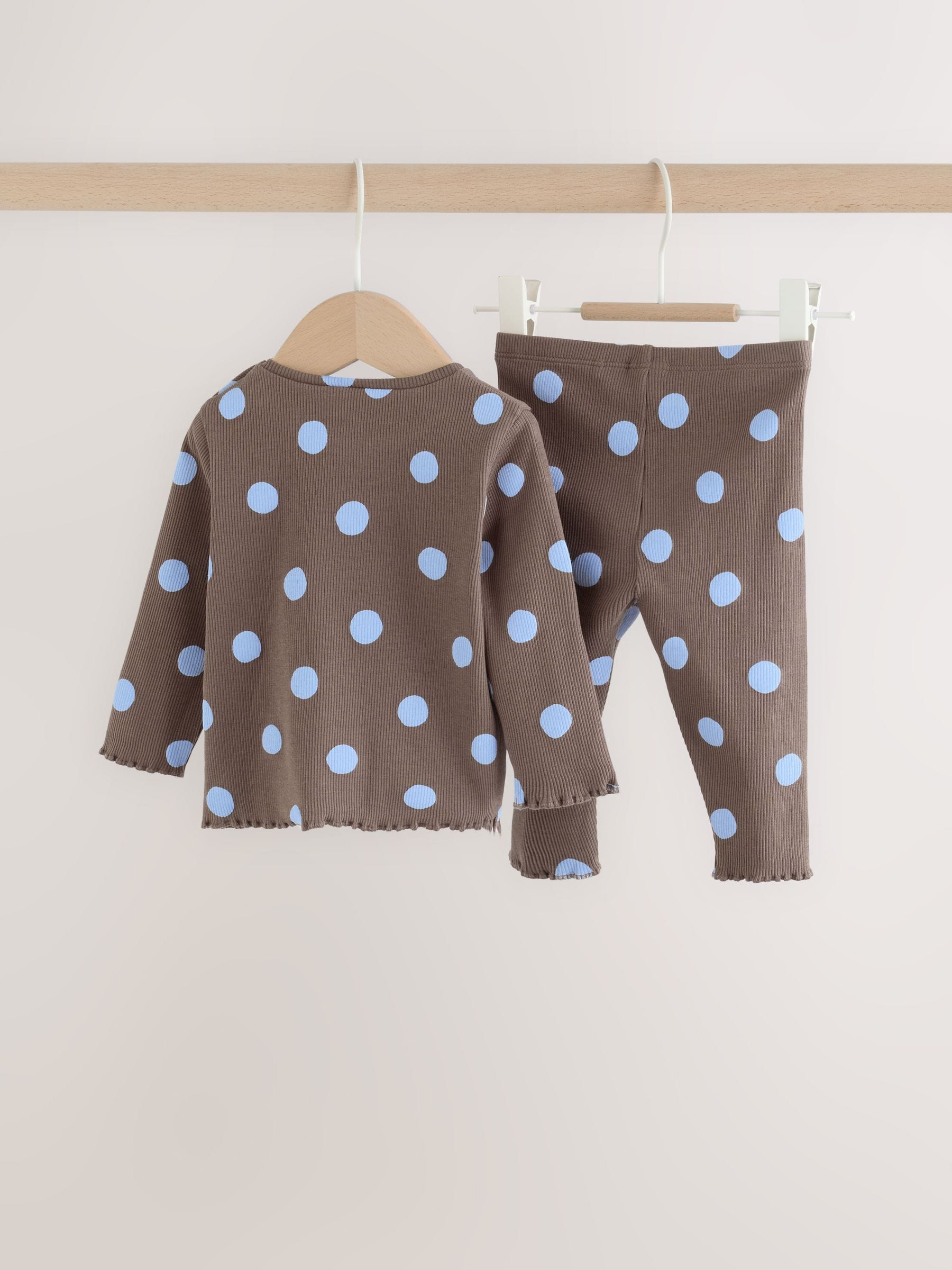 Chocolate Brown Spot Printed Rib Top and Leggings Baby Set 2 Piece (0mths-2yrs) image 6